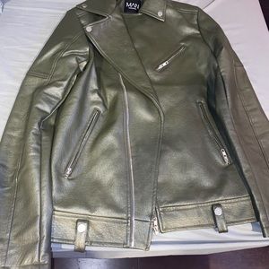Olive green biker jacket